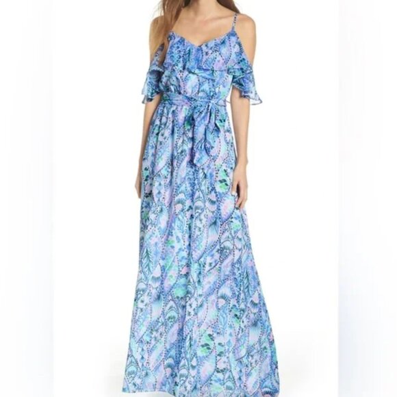 Lilly Pulitzer Zadie Maxie Dress Coastal Blue Tails of the Sea Size Small - Picture 1 of 16